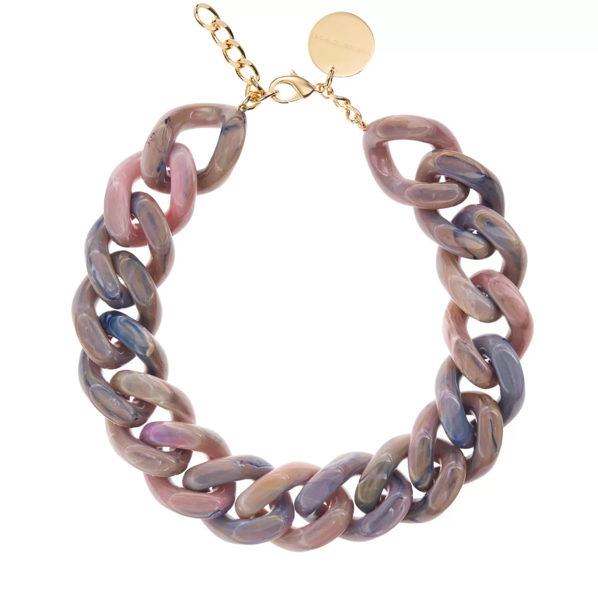 Vanessa Baroni Big Flat Chain Necklace Denim Rainbow* Chaines