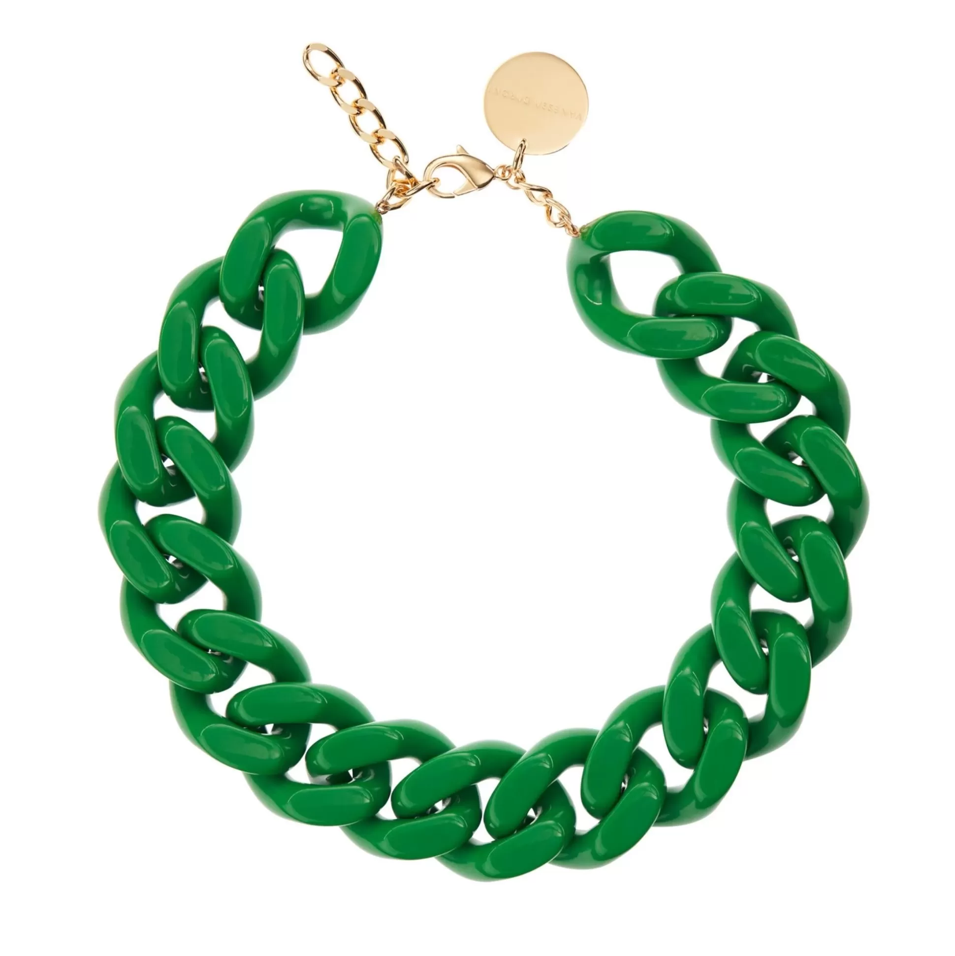 Vanessa Baroni Big Flat Chain Necklace Green* Chaines