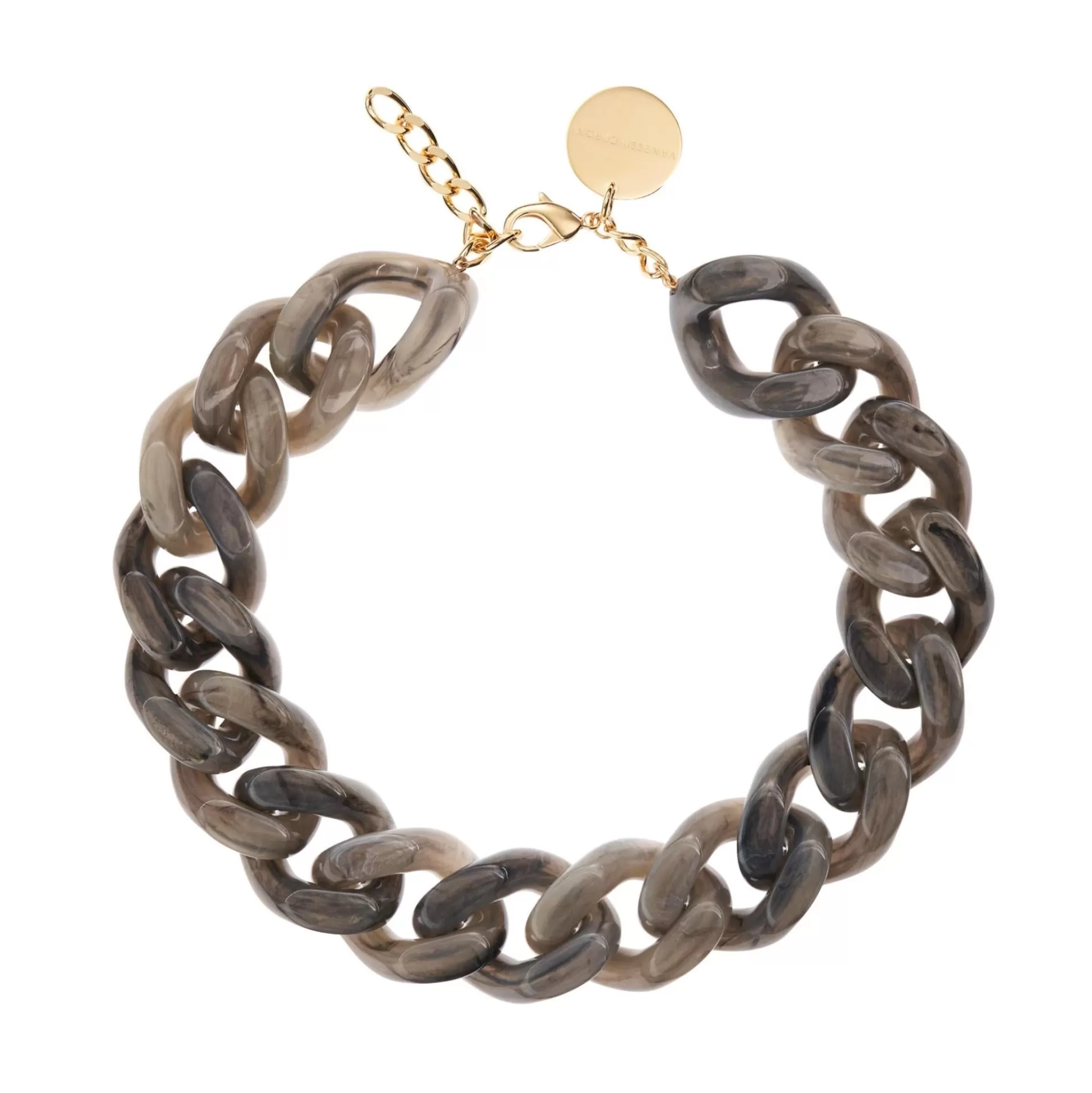 Vanessa Baroni Big Flat Chain Necklace Grey Marble* Chaines