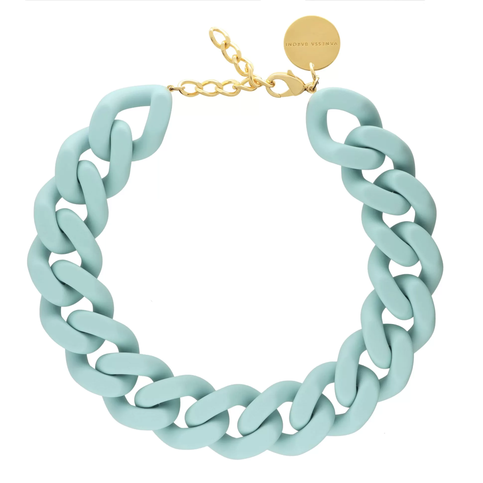 Vanessa Baroni Big Flat Chain Necklace Matt Baby Blue* Chaines