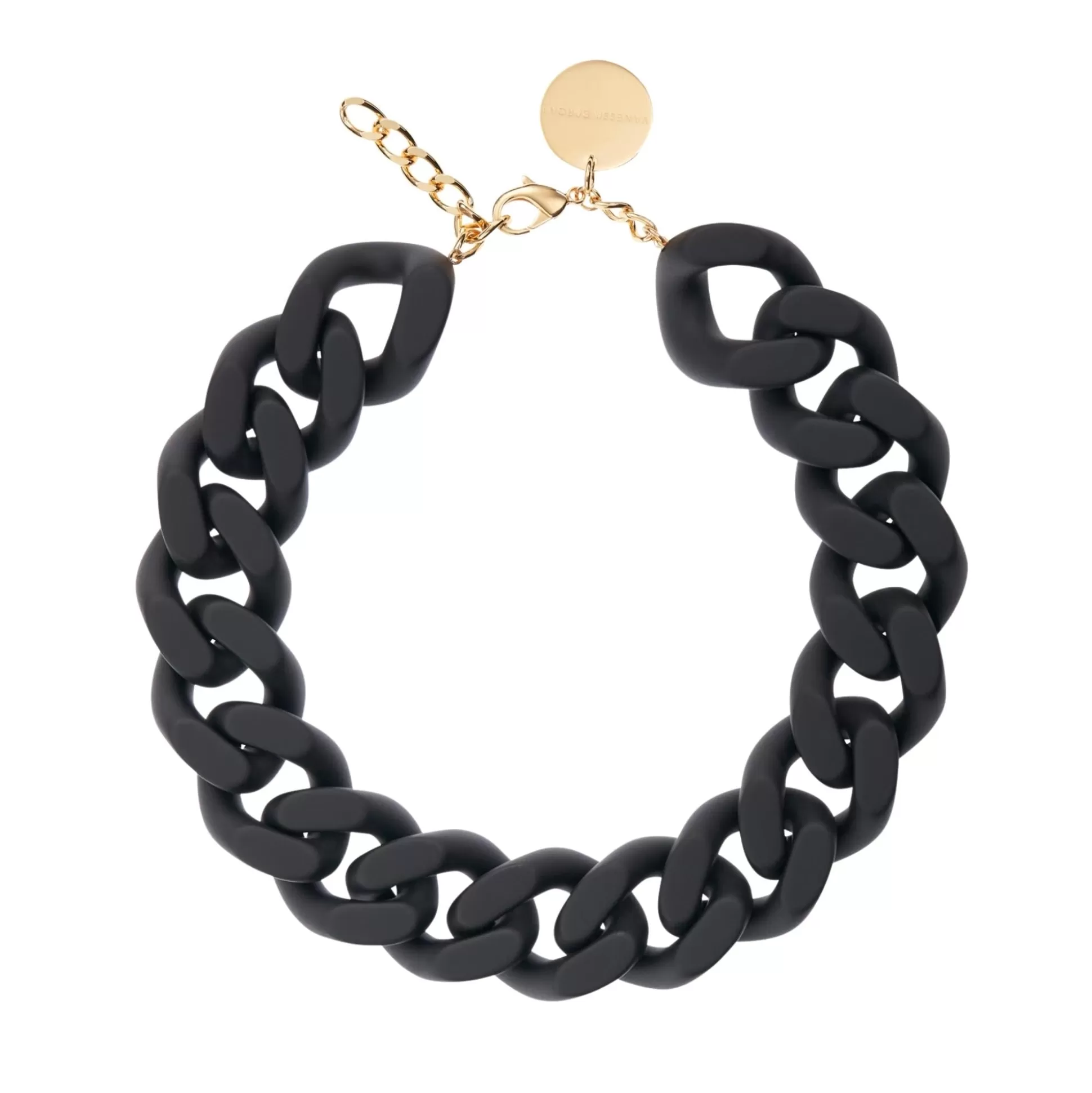 Vanessa Baroni Big Flat Chain Necklace Matt Black* Chaines