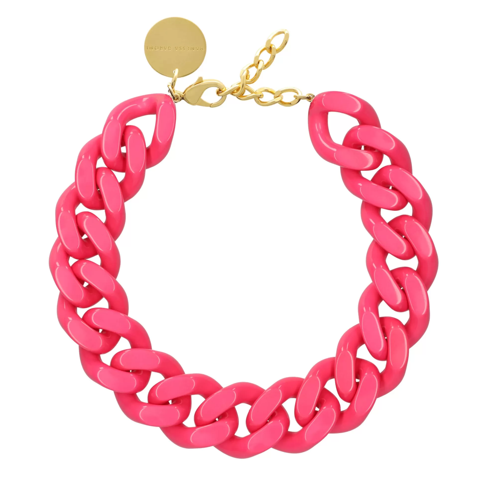 Vanessa Baroni Big Flat Chain Necklace Pink* Chaines