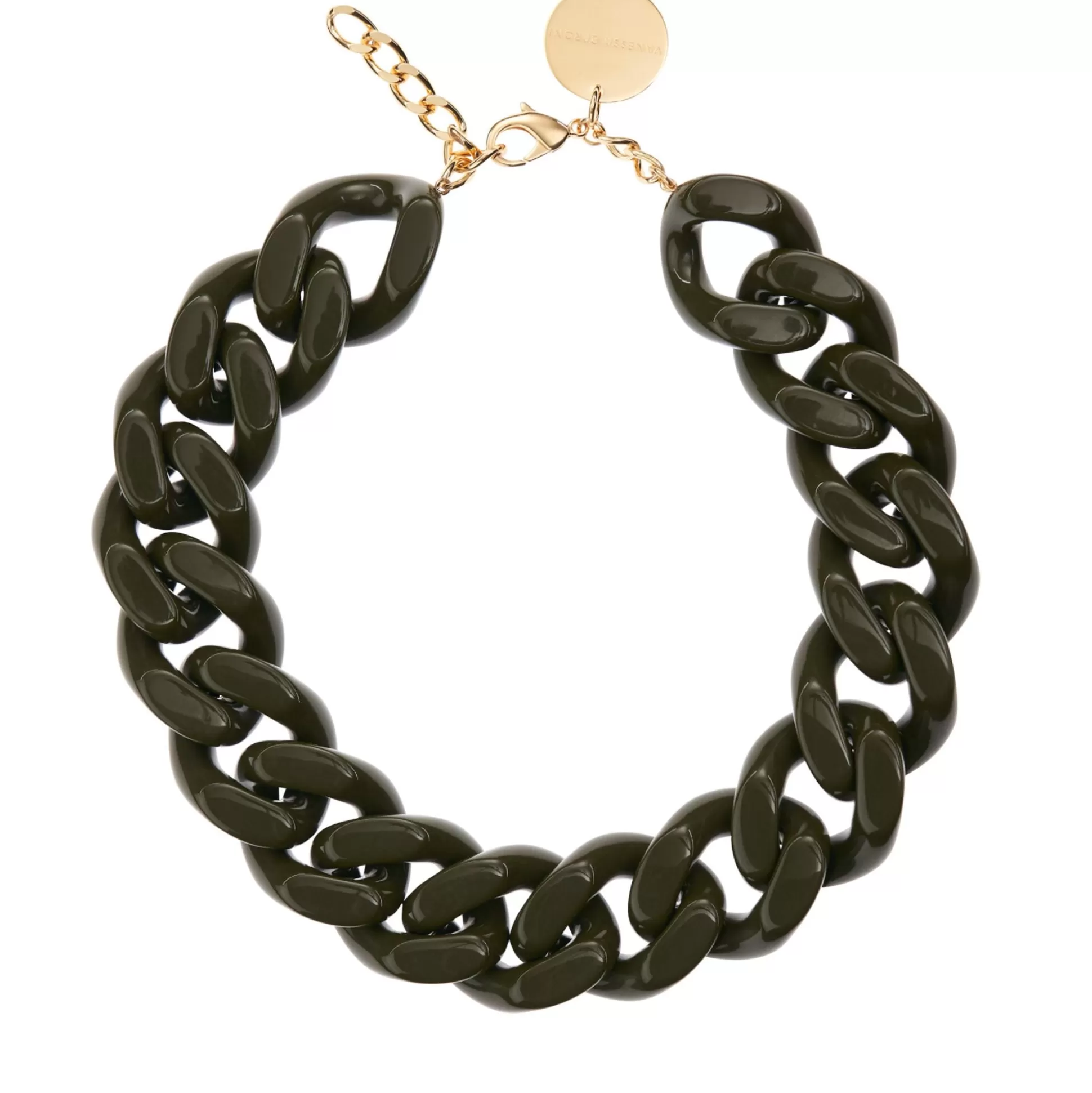 Vanessa Baroni Big Flat Chain Necklace Winter Olive* Chaines