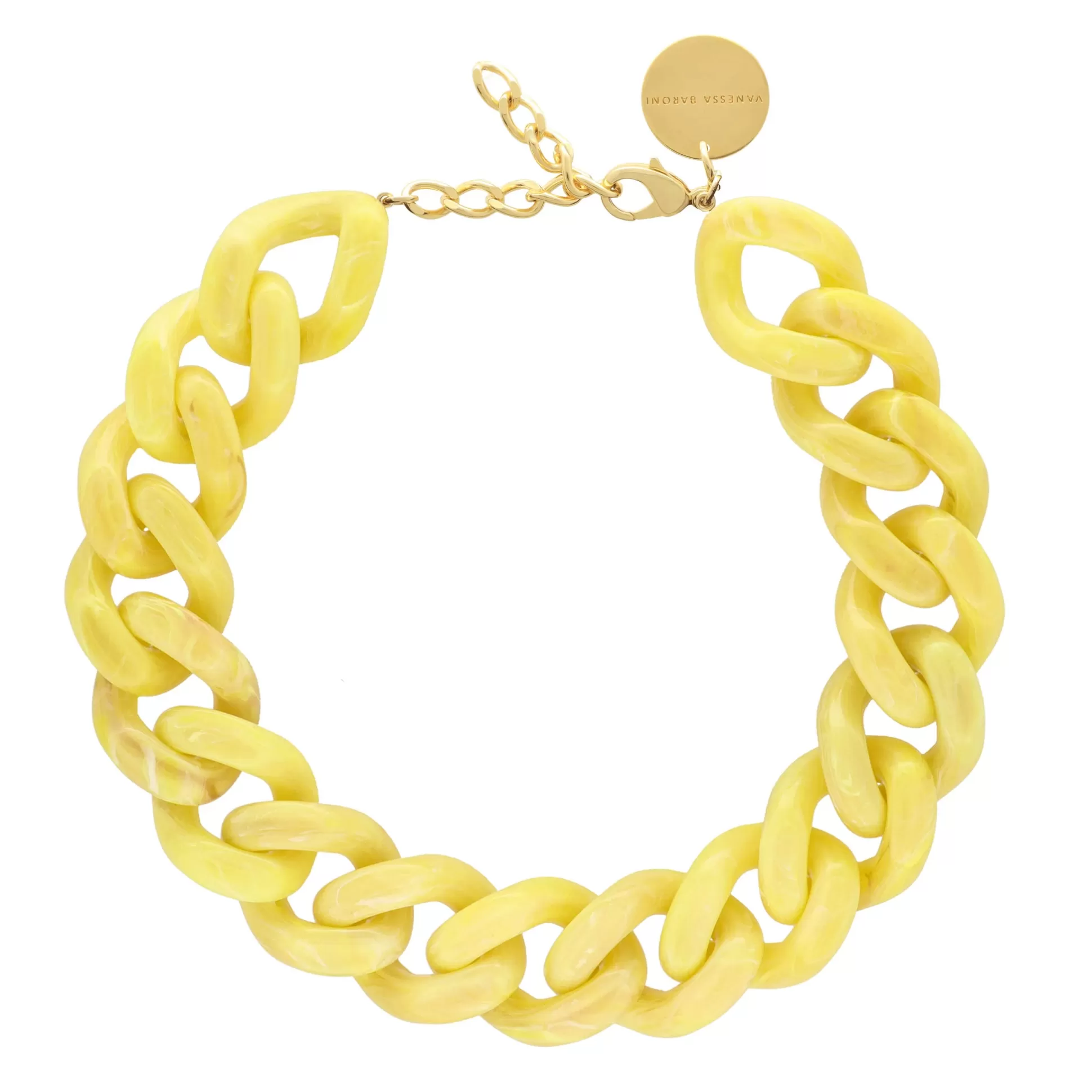 Vanessa Baroni Big Flat Chain Necklace Yellow Marble* Chaines