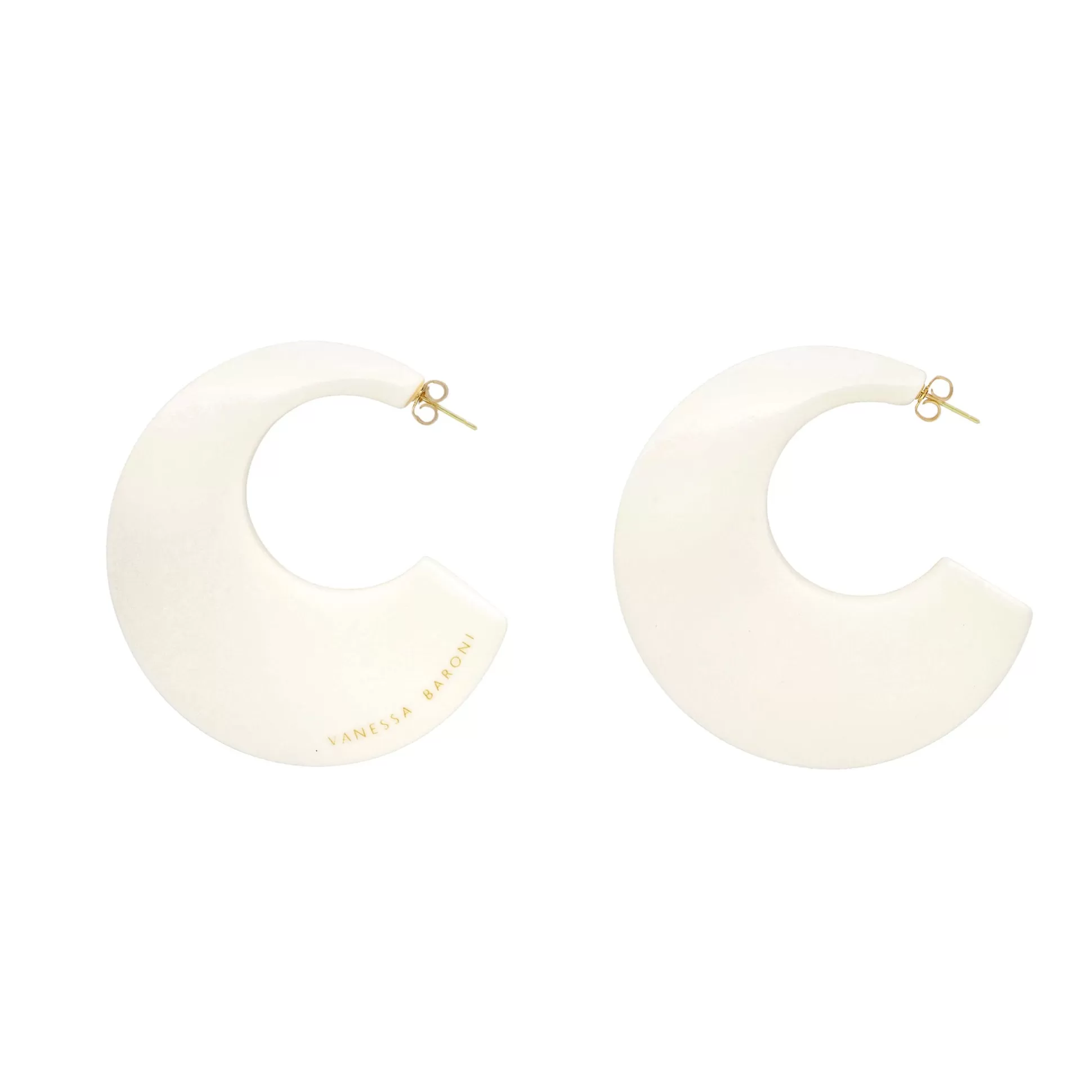 Vanessa Baroni Big Moon Earring Matt Off White* Boucles D Oreilles