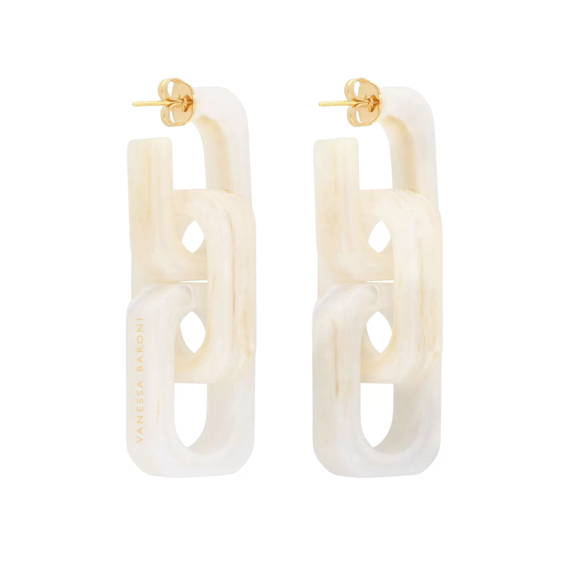 Vanessa Baroni Big Tank Earring White Marble* Boucles D Oreilles