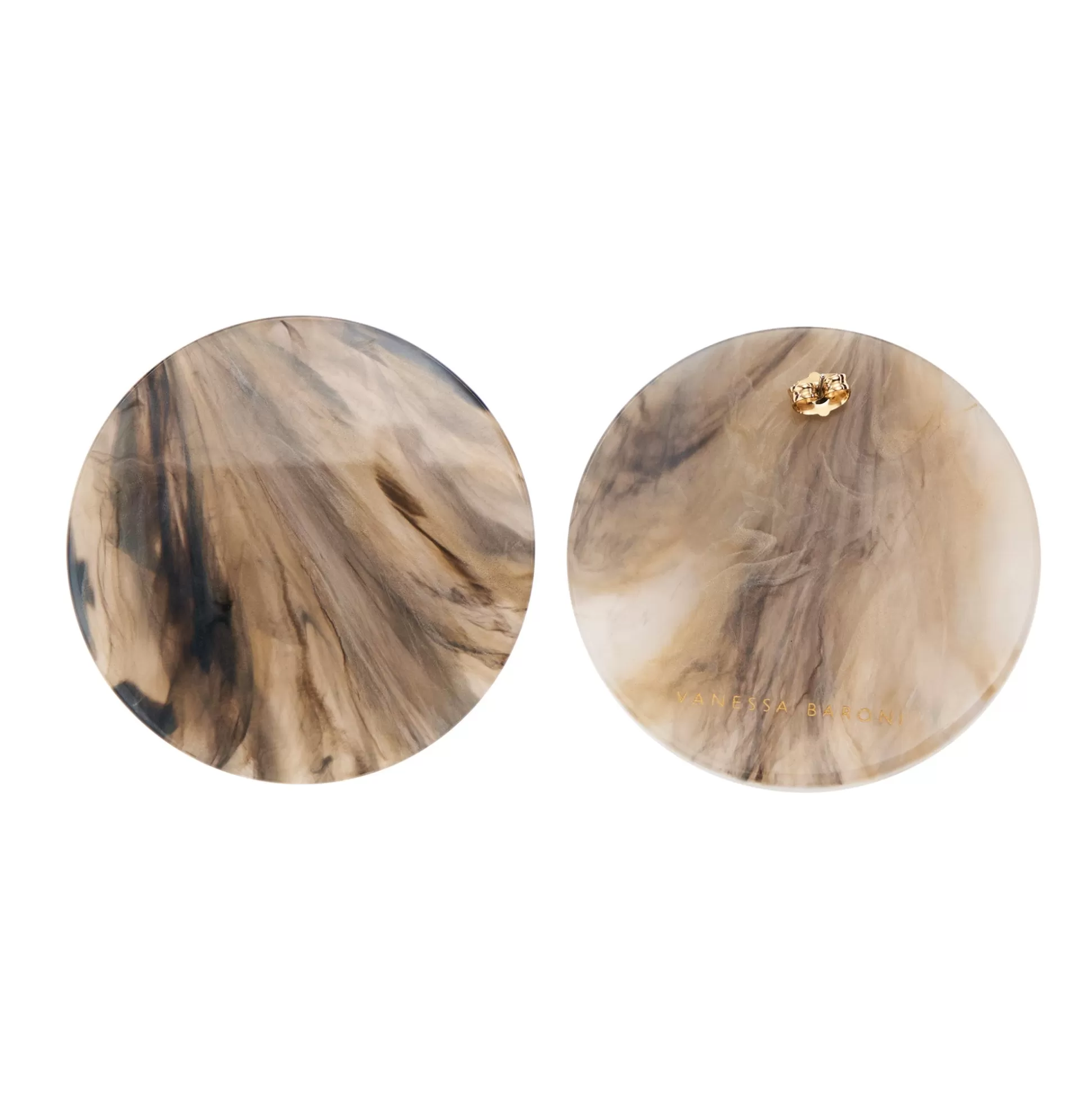 Vanessa Baroni Disc Earring Grey Marble* Boucles D Oreilles