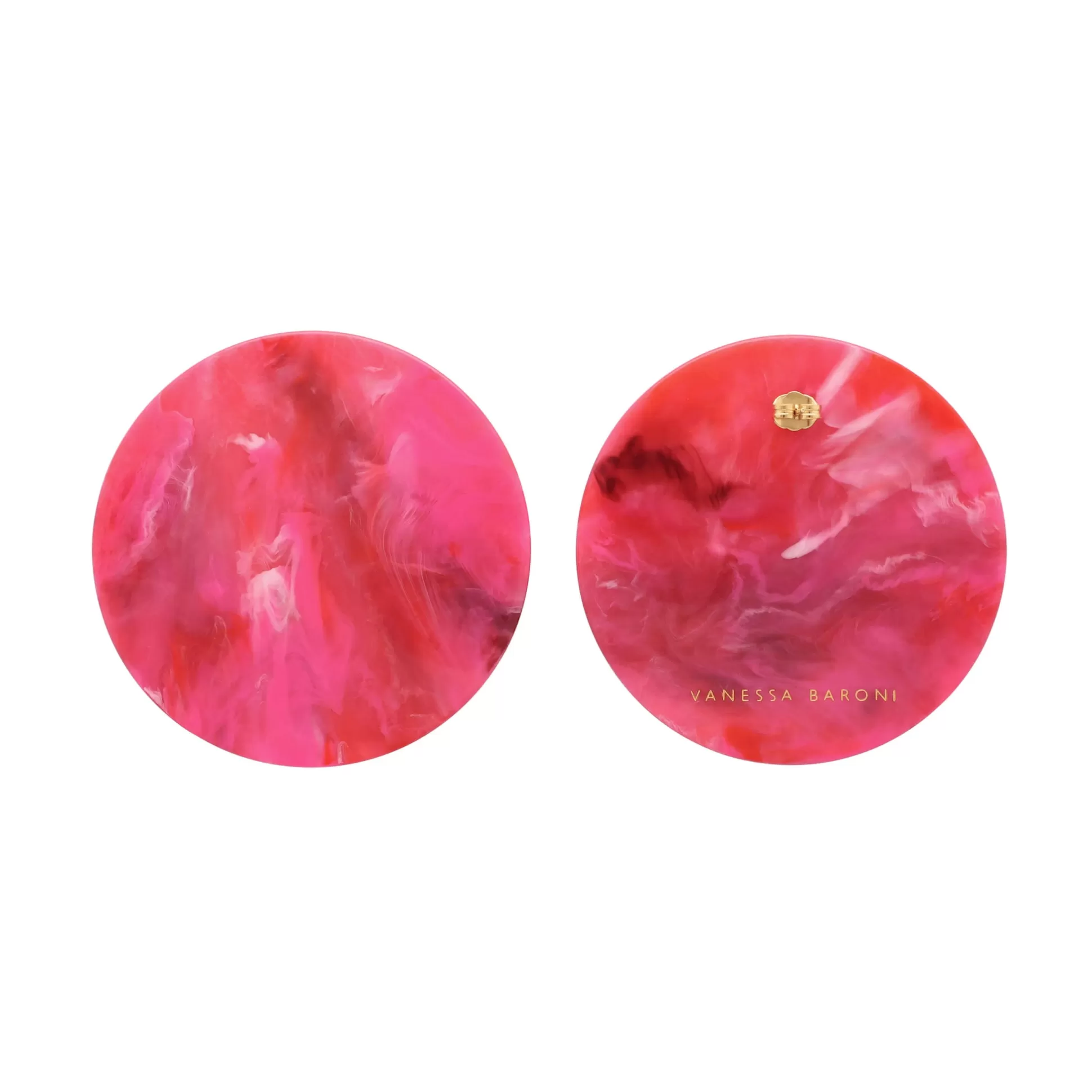 Vanessa Baroni Disc Earring Pink Marble* Boucles D Oreilles