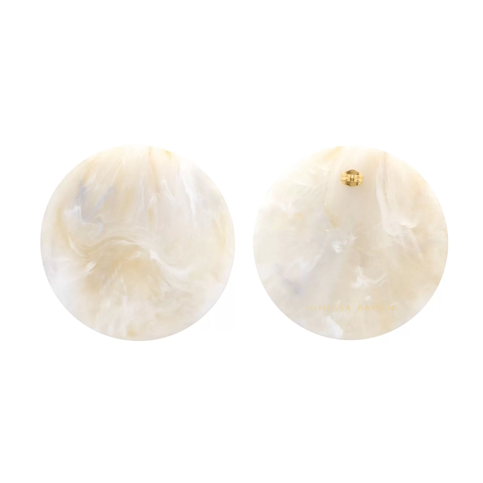 Vanessa Baroni Disc Earring White Marble* Boucles D Oreilles