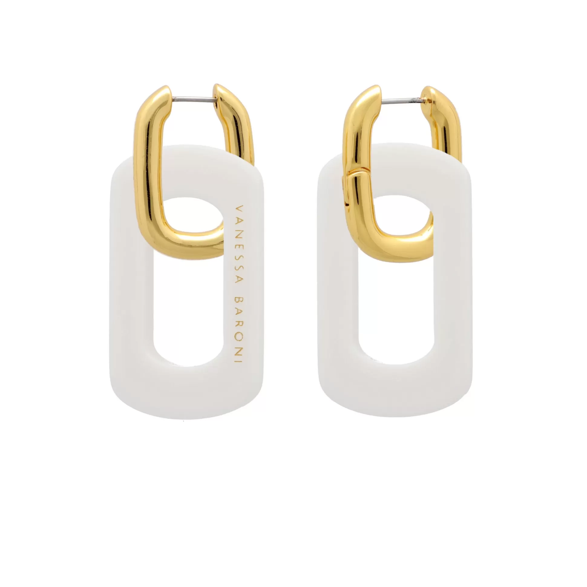 Vanessa Baroni Edge With Gold Earring Off White* Boucles D Oreilles