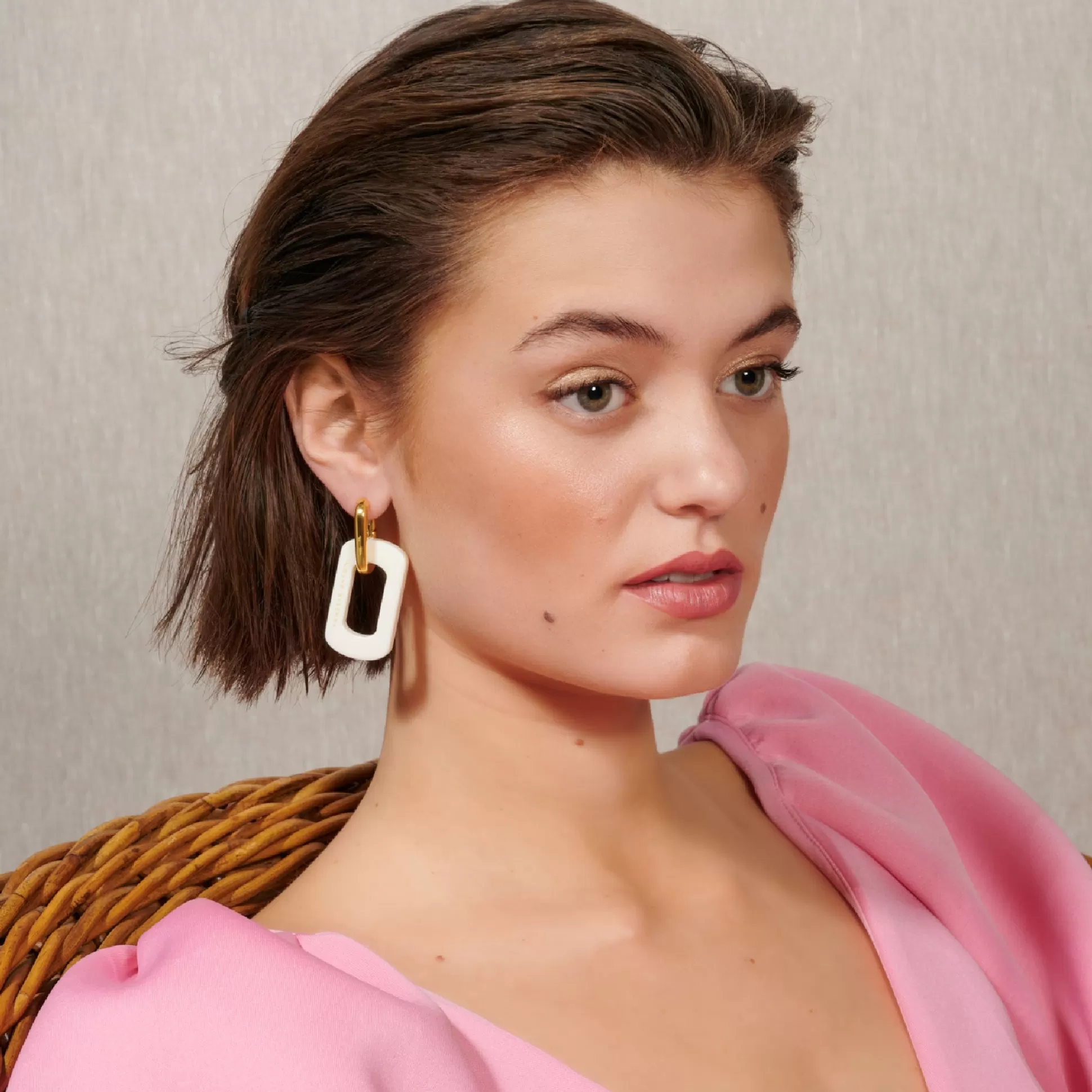 Vanessa Baroni Edge With Gold Earring Off White* Boucles D Oreilles