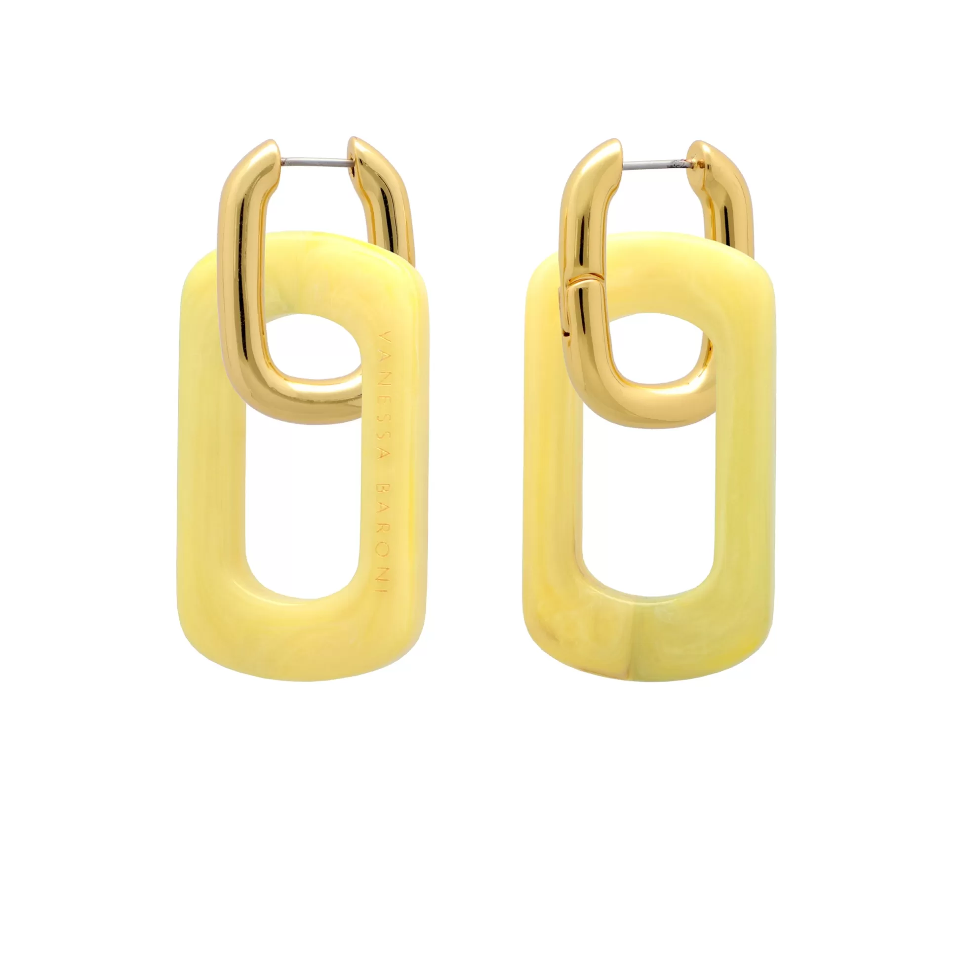 Vanessa Baroni Edge With Gold Earring Yellow Marble* Boucles D Oreilles