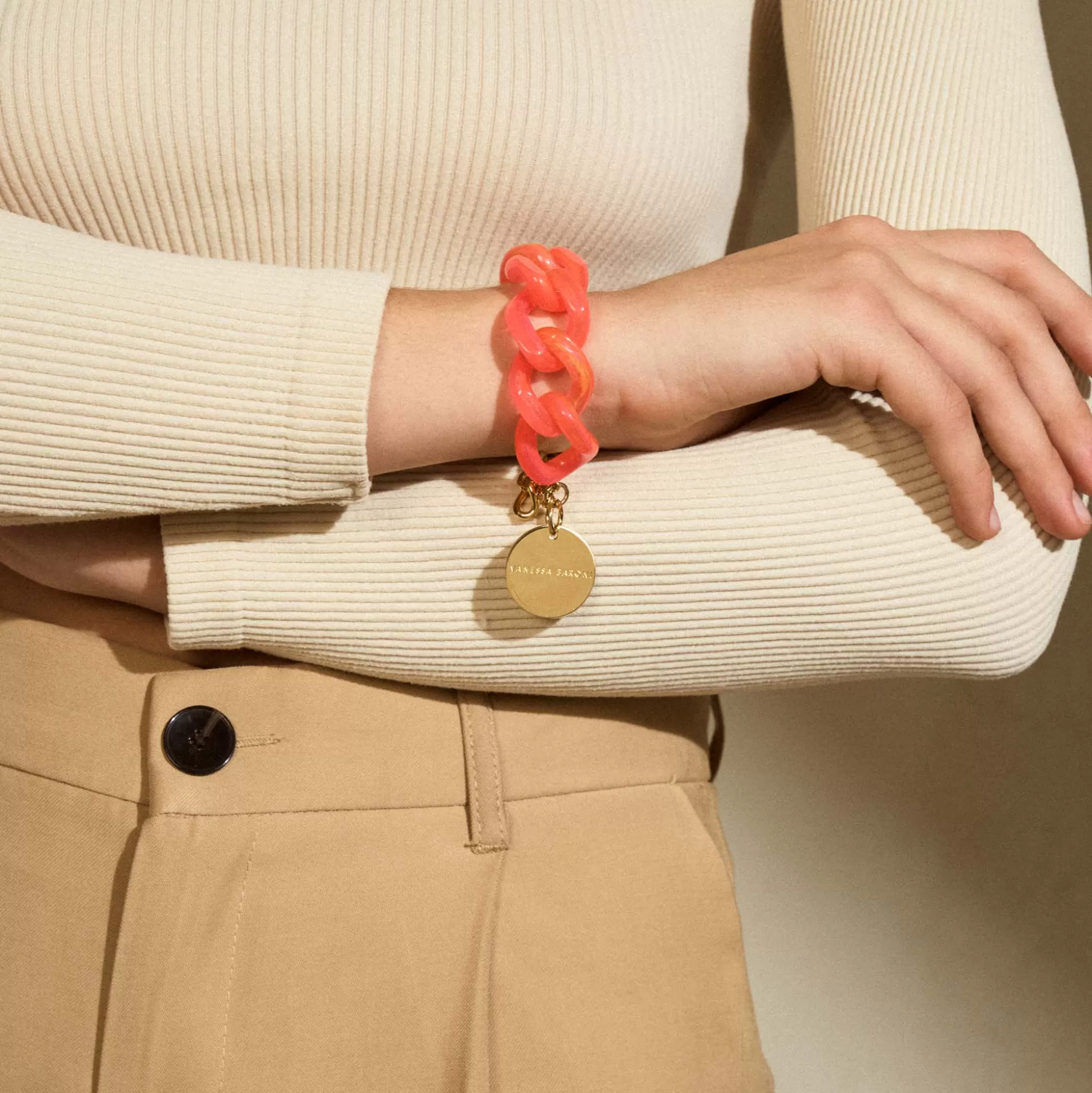 Vanessa Baroni Flat Chain Bracelet Campari Orange* Bracelets