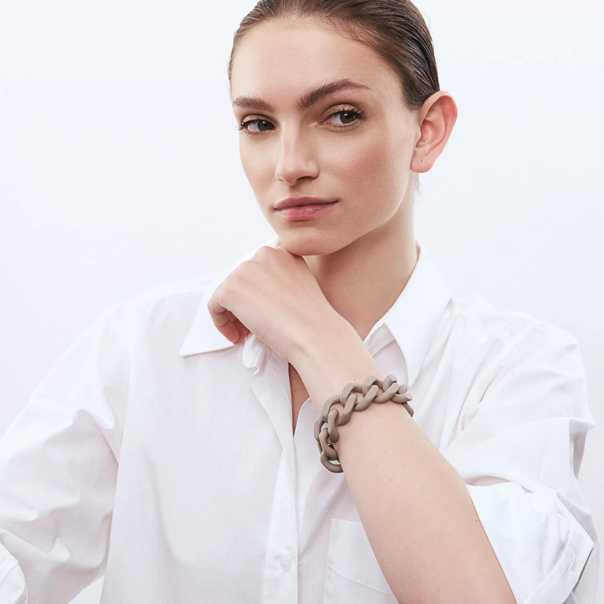 Vanessa Baroni Flat Chain Bracelet Matt Light Taupe* Bracelets