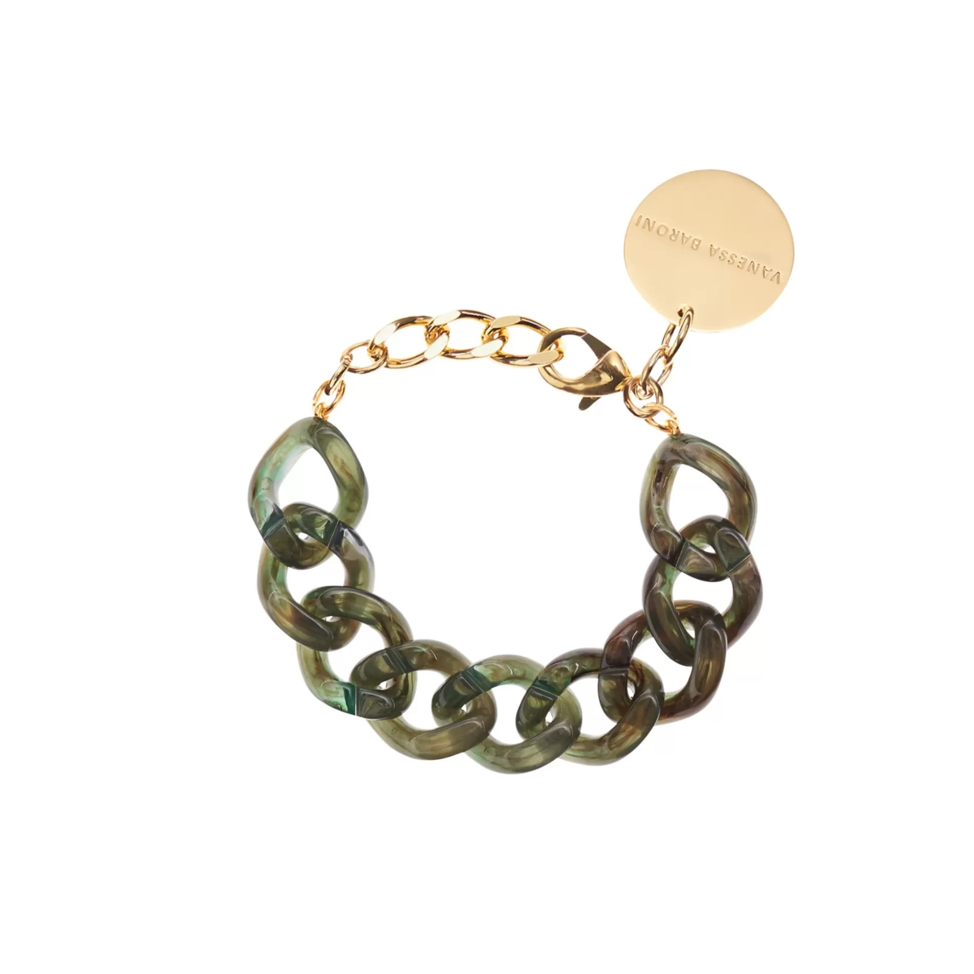 Vanessa Baroni Flat Chain Bracelet Olive Marble* Bracelets