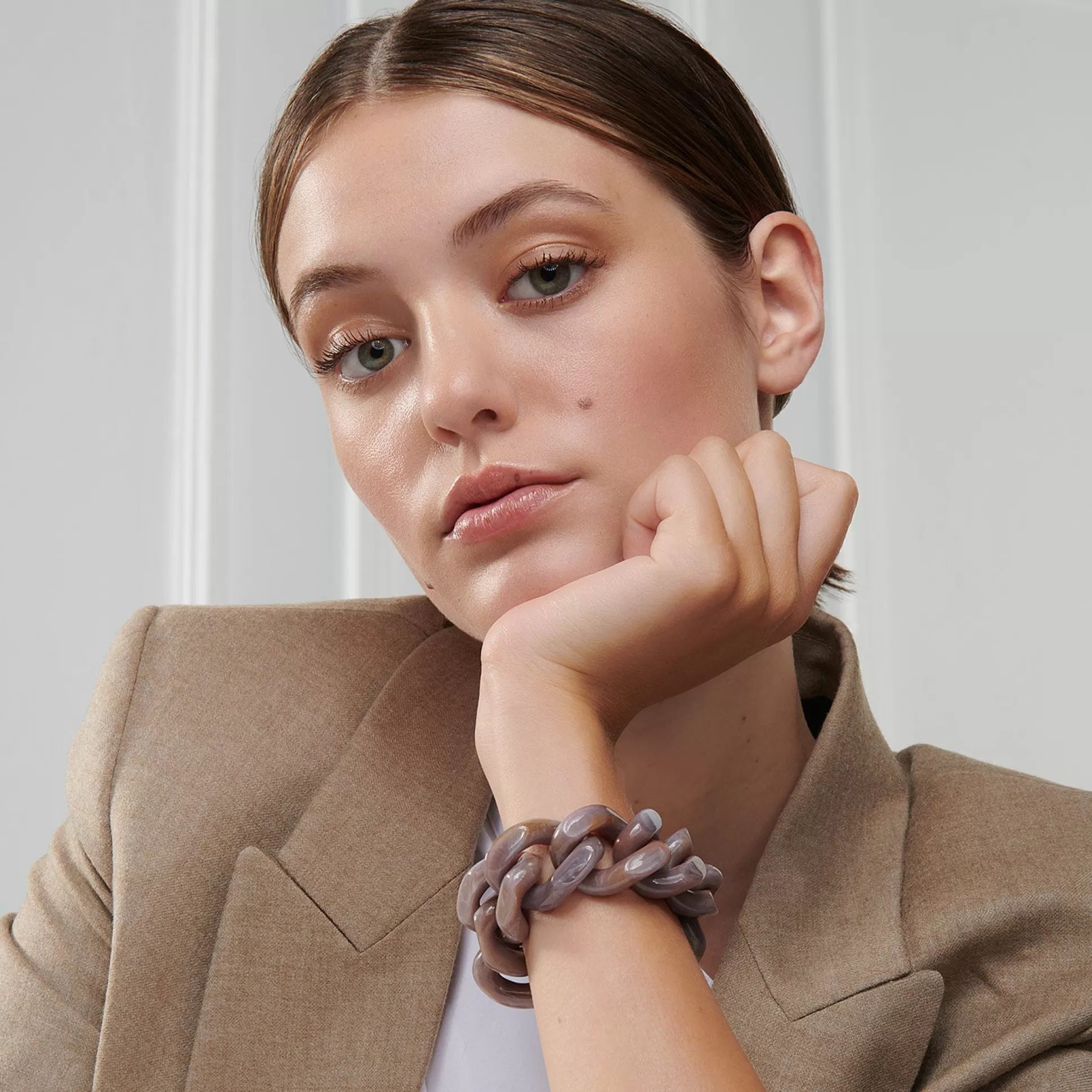 Vanessa Baroni Flat Chain Bracelet Taupe Marble* Bracelets