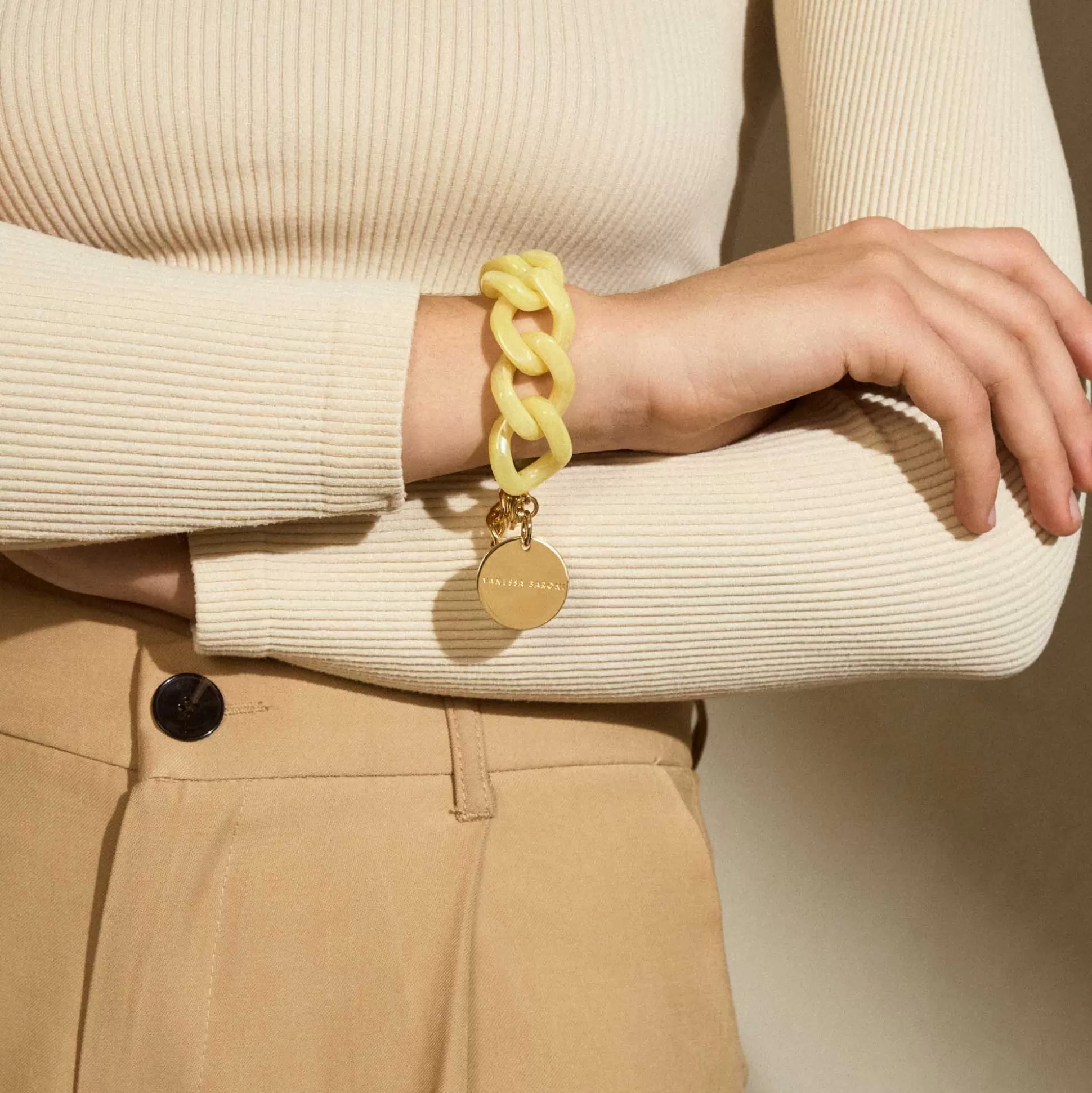 Vanessa Baroni Flat Chain Bracelet Yellow Marble* Bracelets