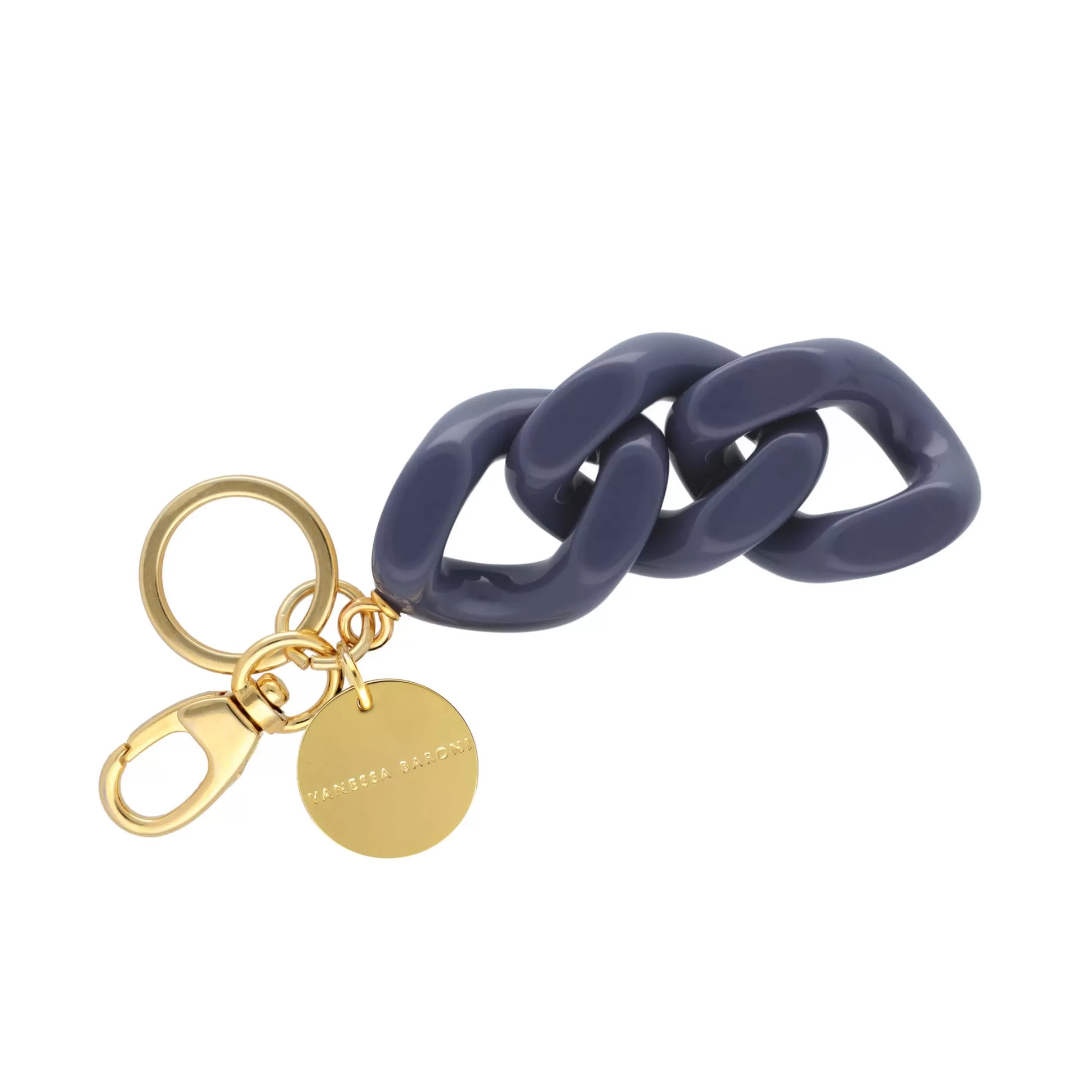 Vanessa Baroni Flat Chain Key Ring Grey-Blue* Porte Cles