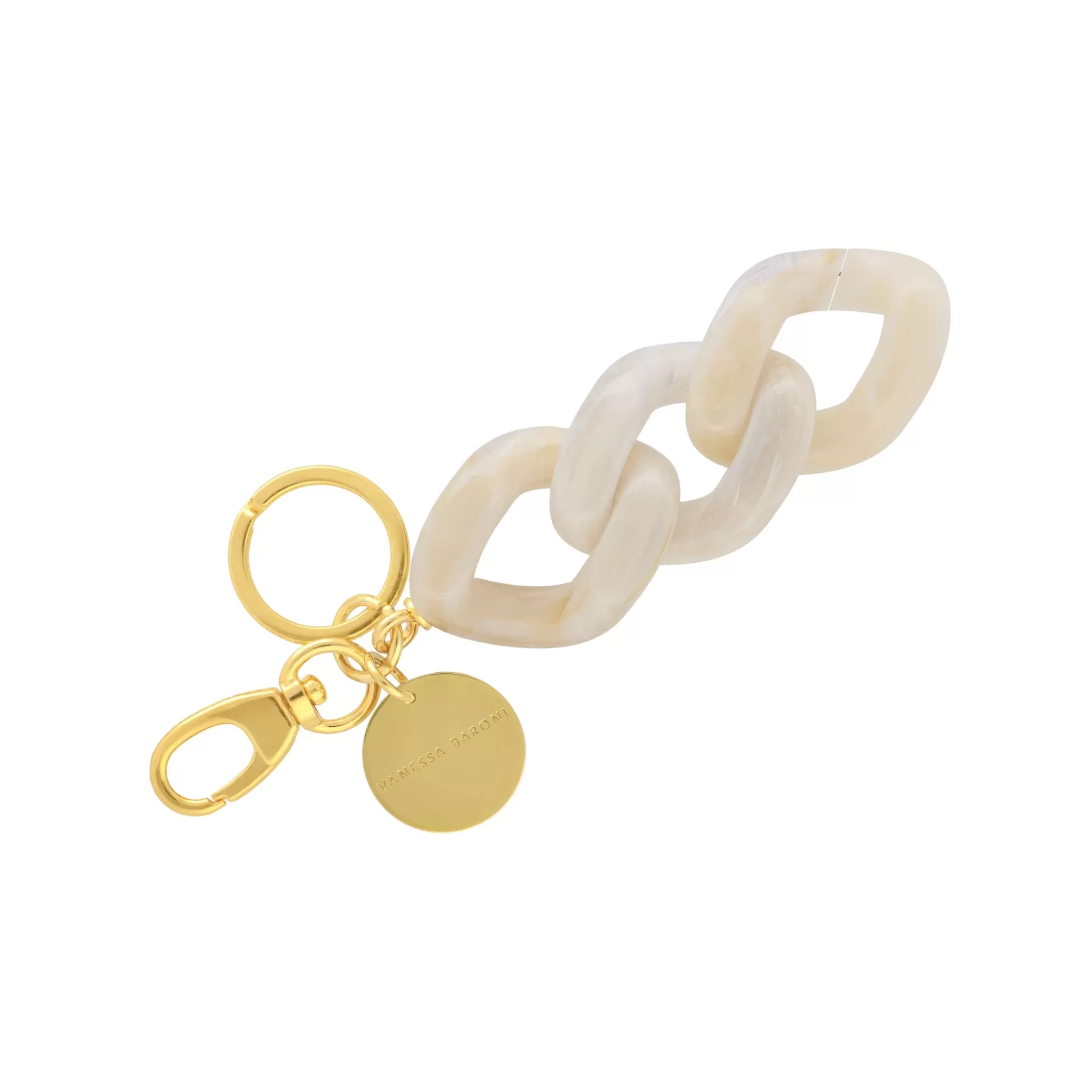 Vanessa Baroni Flat Chain Key Ring White Marble* Porte Cles