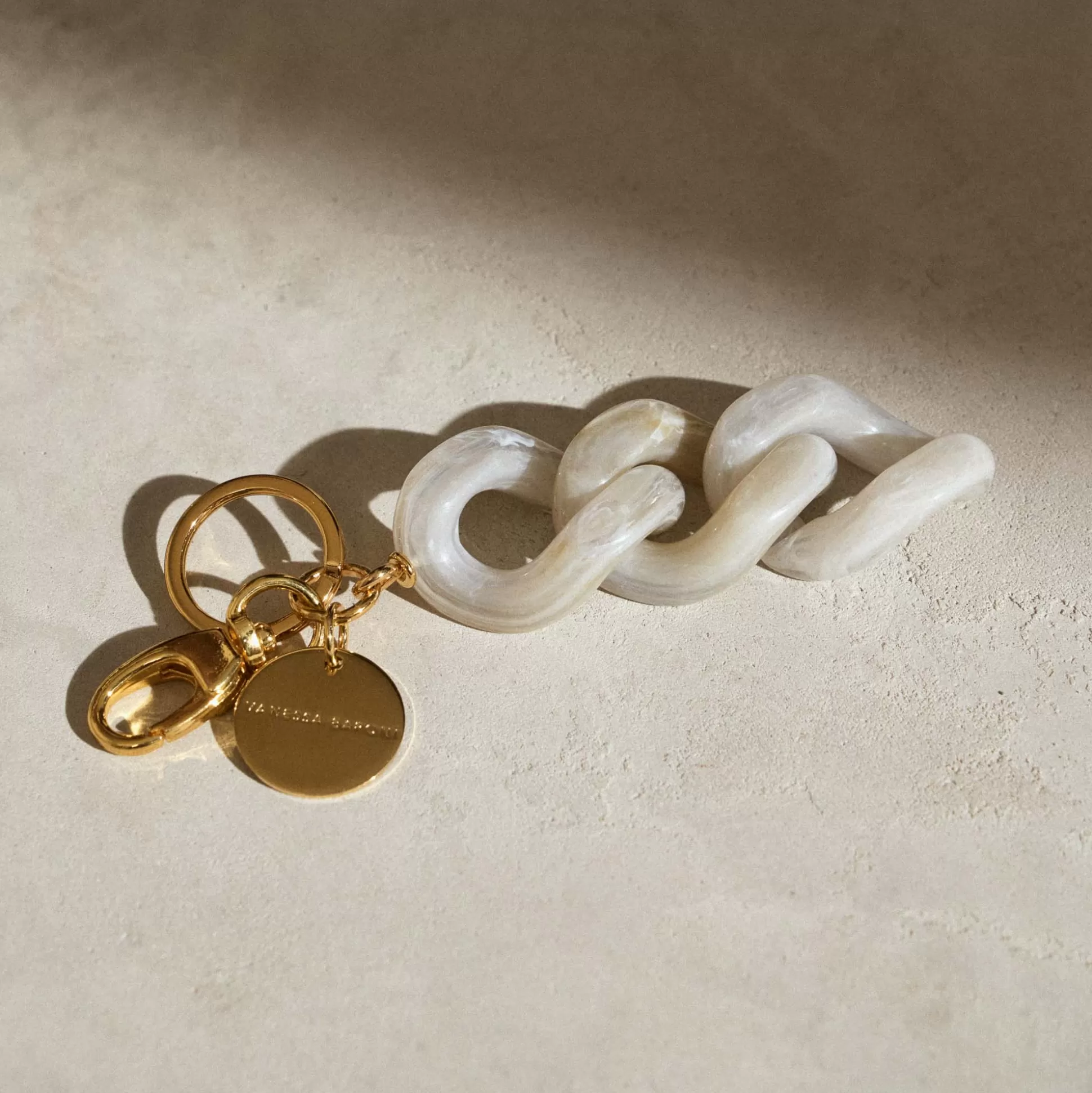 Vanessa Baroni Flat Chain Key Ring White Marble* Porte Cles