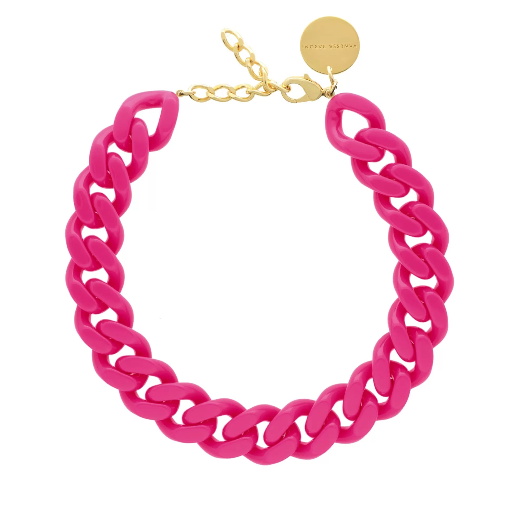 Vanessa Baroni Flat Chain Necklace Fuchsia* Chaines