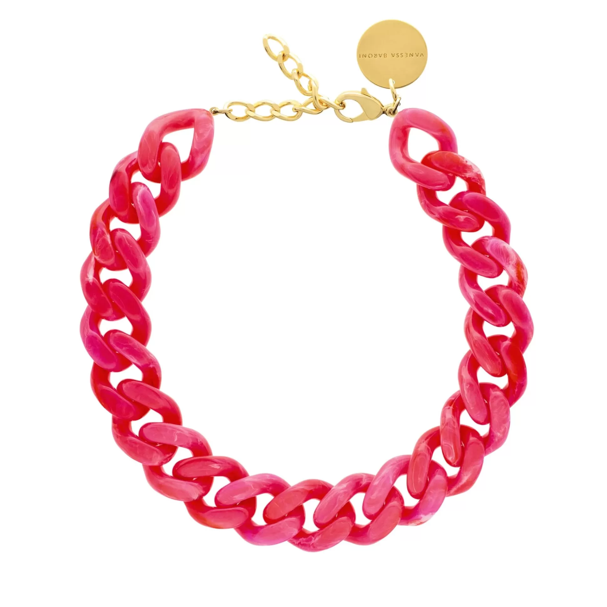 Vanessa Baroni Flat Chain Necklace Pink Marble* Chaines