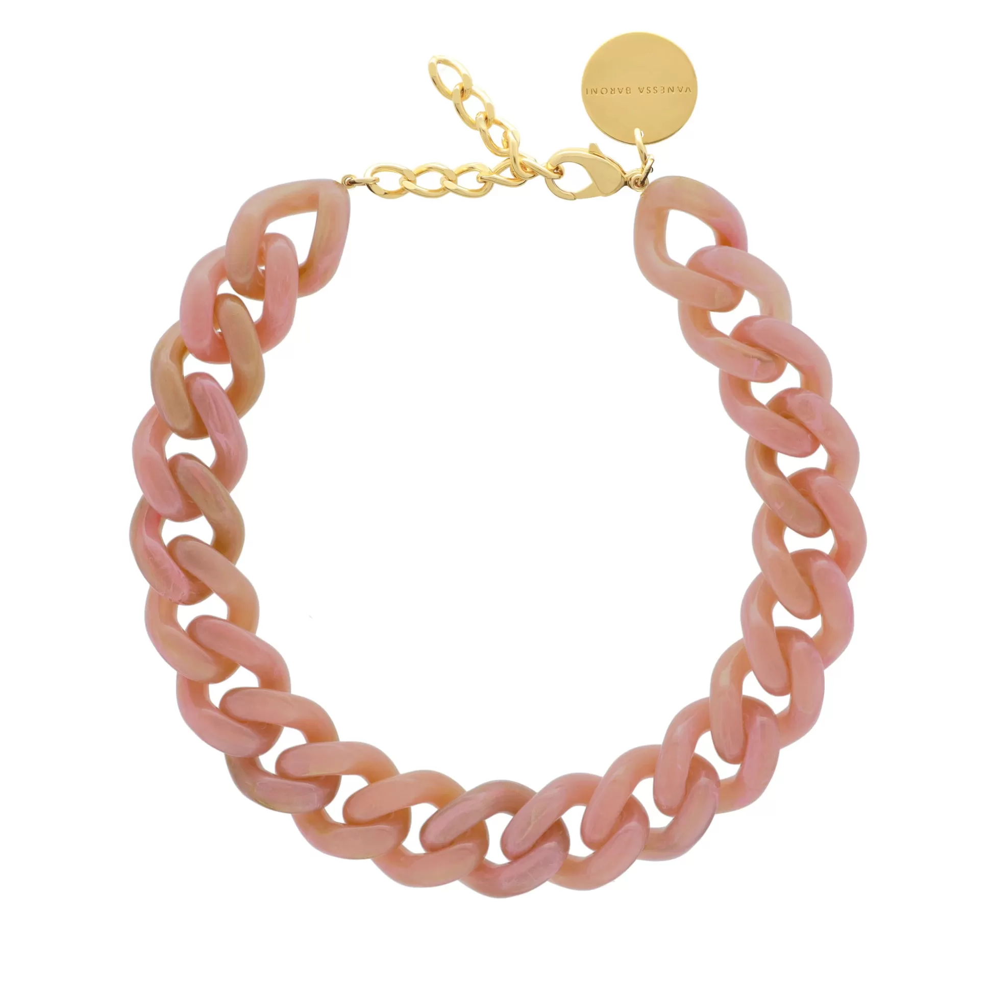 Vanessa Baroni Flat Chain Necklace Rose Marble* Chaines