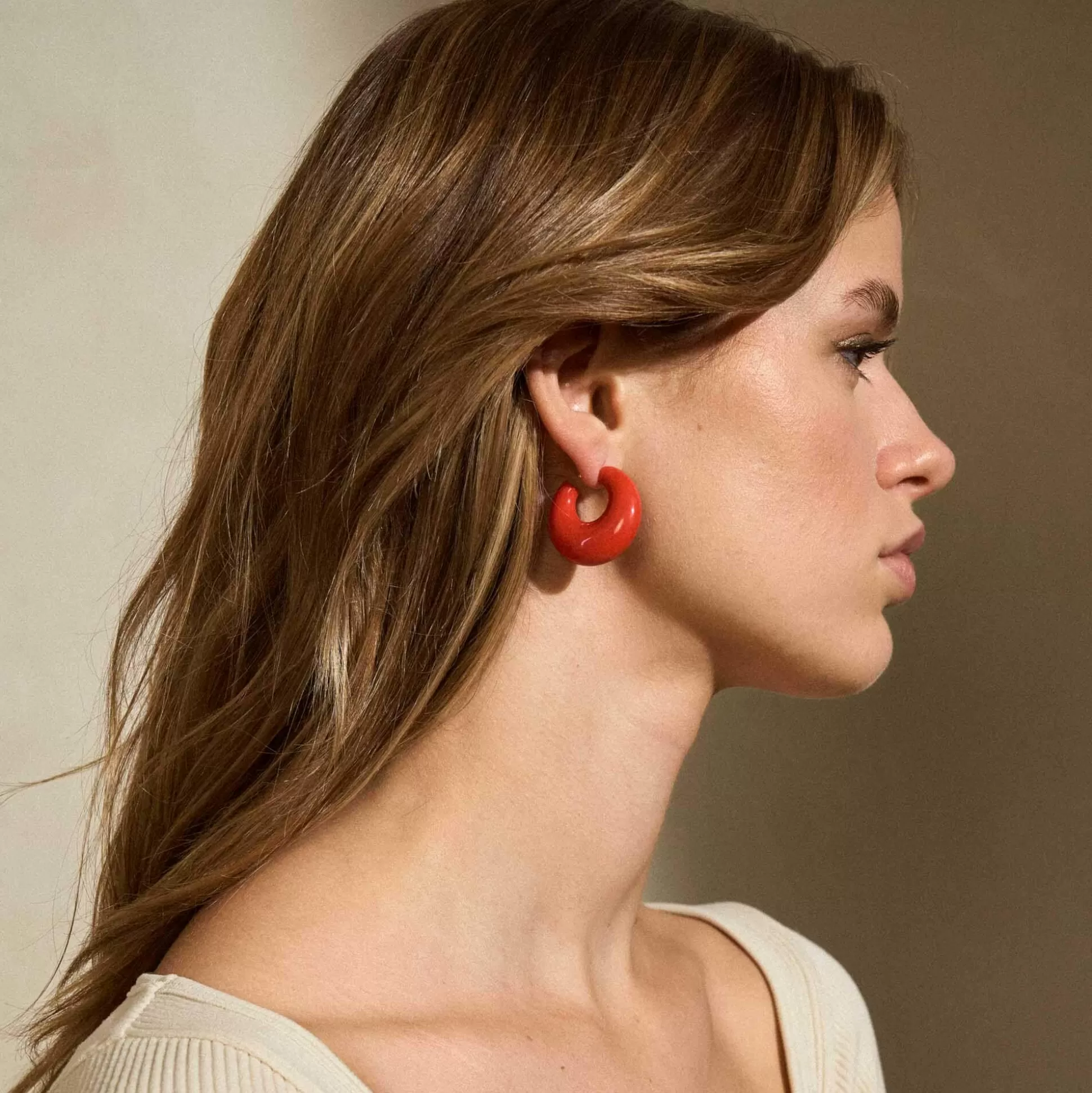 Vanessa Baroni Moon Earring Coral* Boucles D Oreilles