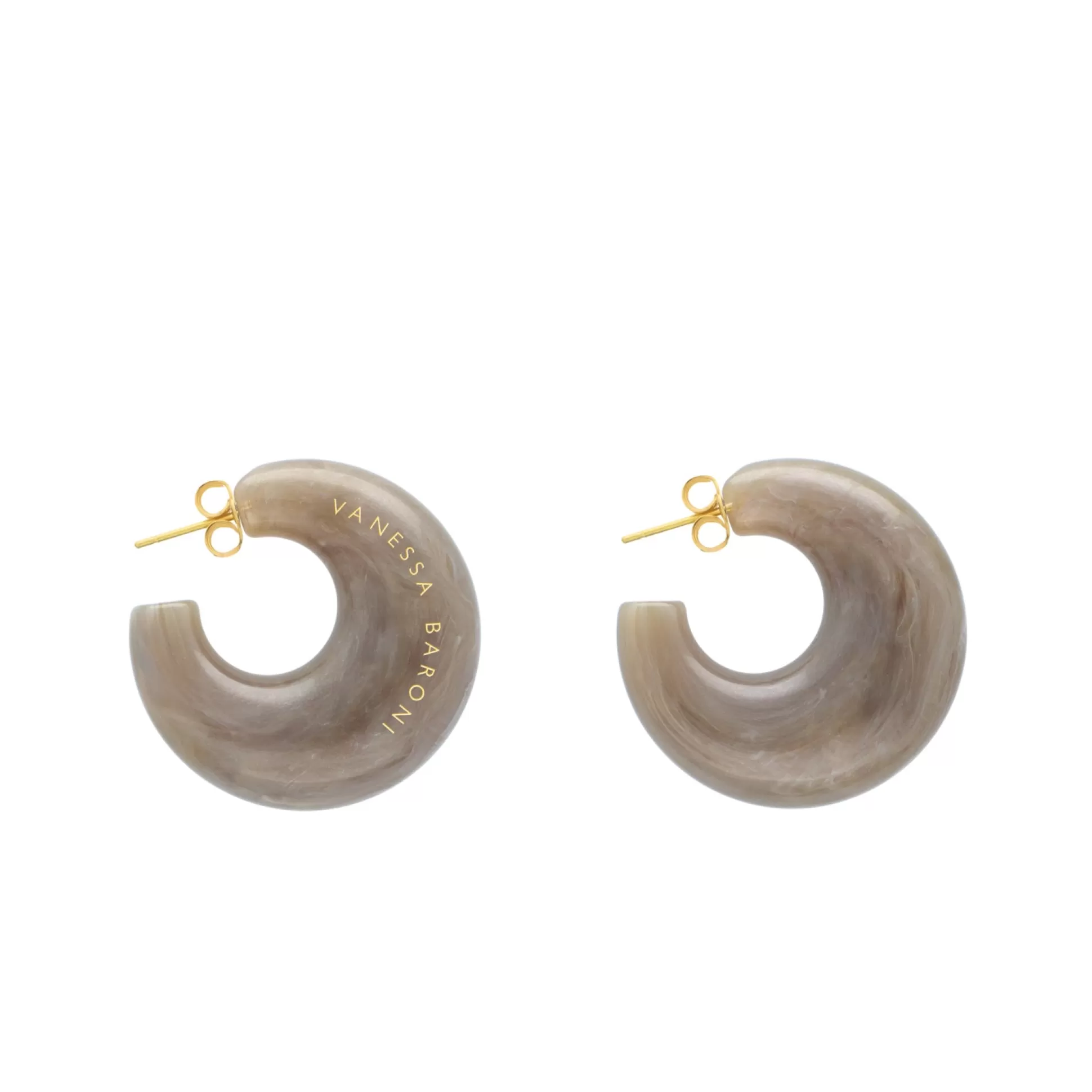 Vanessa Baroni Moon Earring Greige Marble* Boucles D Oreilles