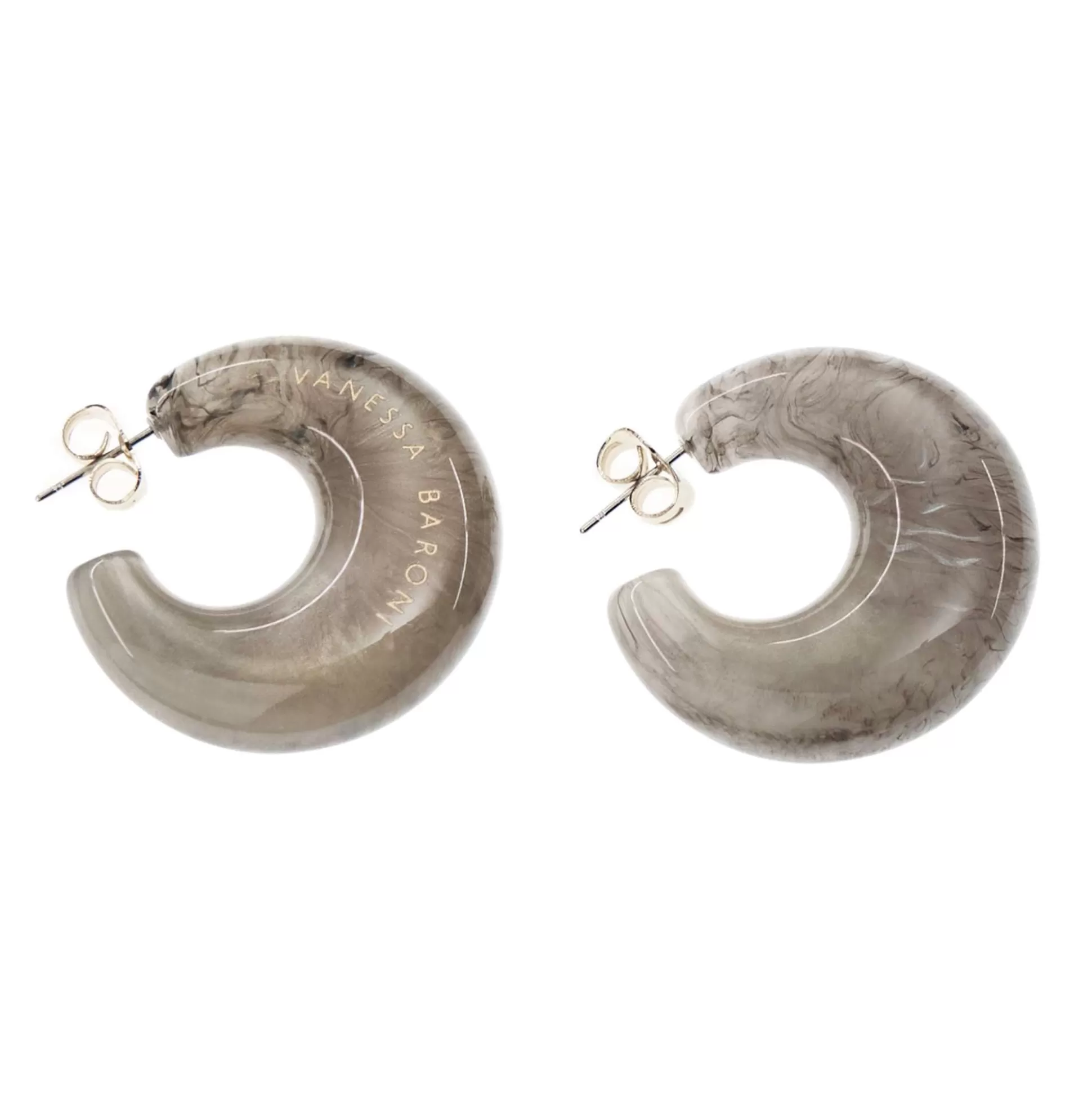 Vanessa Baroni Moon Earring Grey Marble* Boucles D Oreilles