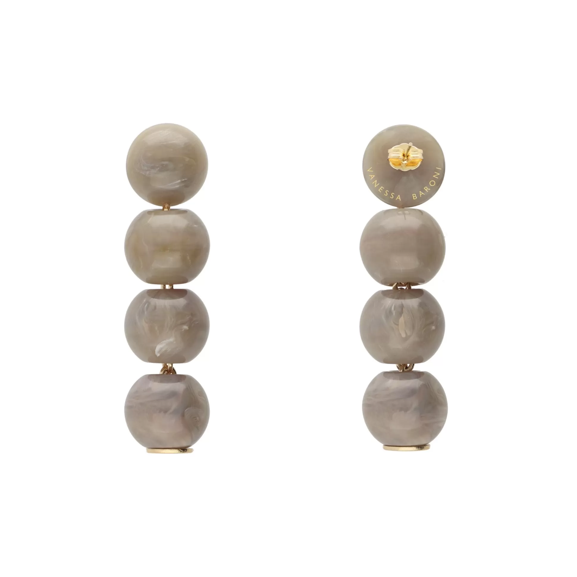 Vanessa Baroni Small Beads Earring Greige Marble* Boucles D Oreilles