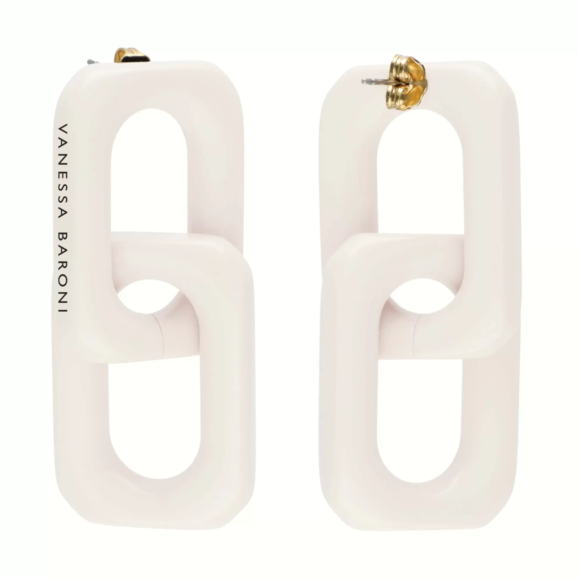 Vanessa Baroni Squared Double Earring Large Off-White* Boucles D Oreilles