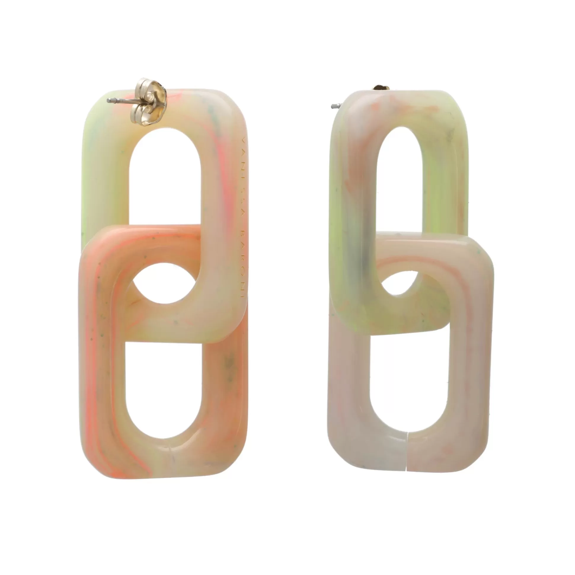 Vanessa Baroni Squared Double Earring Small Neon Rainbow* Boucles D Oreilles