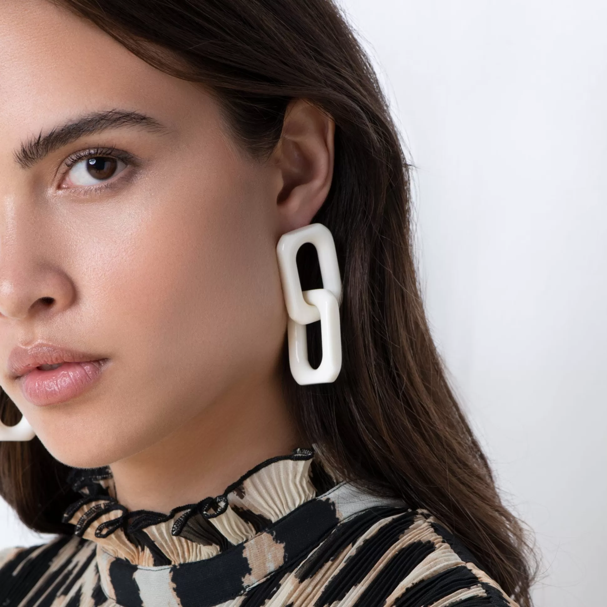 Vanessa Baroni Squared Double Earring Small Off-White* Boucles D Oreilles