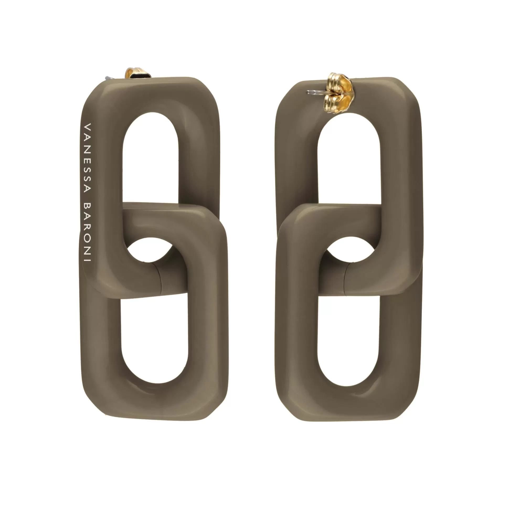 Vanessa Baroni Squared Double Earring Small Olive* Boucles D Oreilles