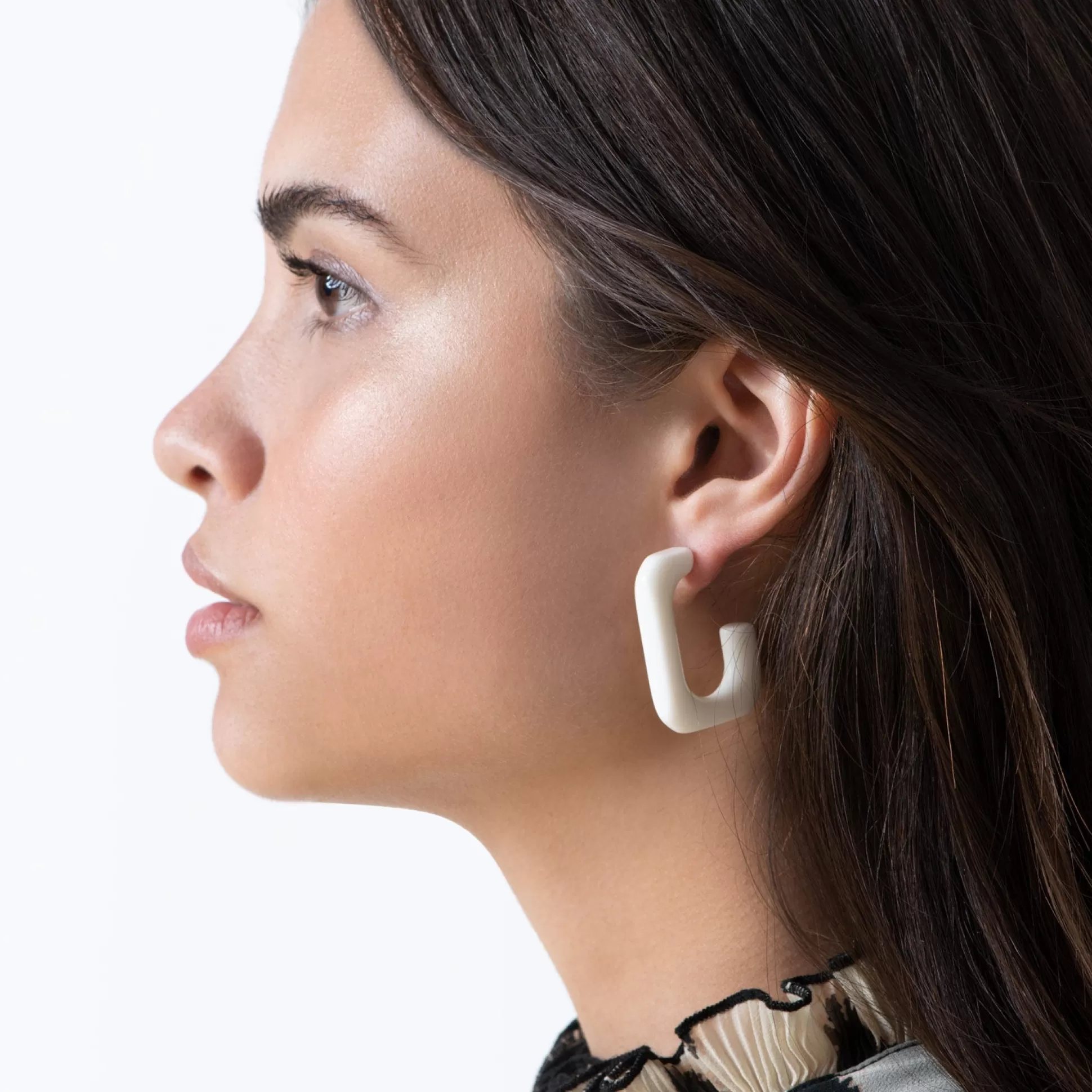 Vanessa Baroni Squared Single Earring Small Off-White* Boucles D Oreilles